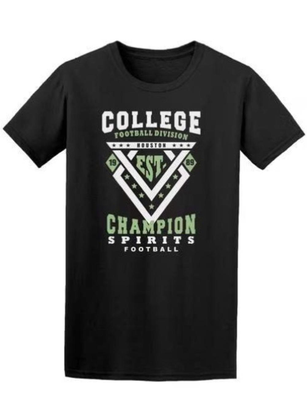 Gildan Black Short-Sleeve College Graphic Tee with Green and White Print